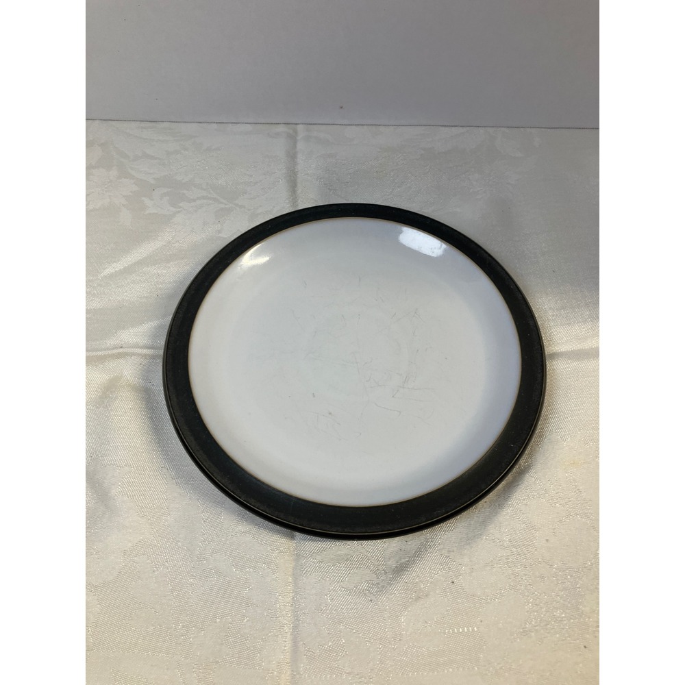 Denby England Plate White Center Black Rim Microwave‎ Oven Freezer Safe Dish M